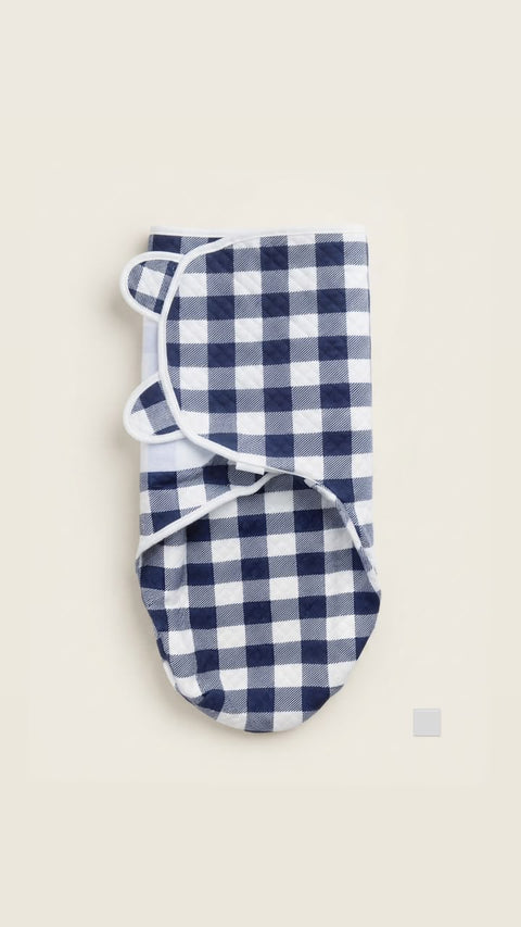 Navy blue chequered quilted swaddle