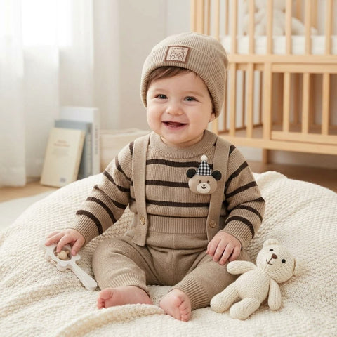 The Teddy Hug Striped Knit Set
