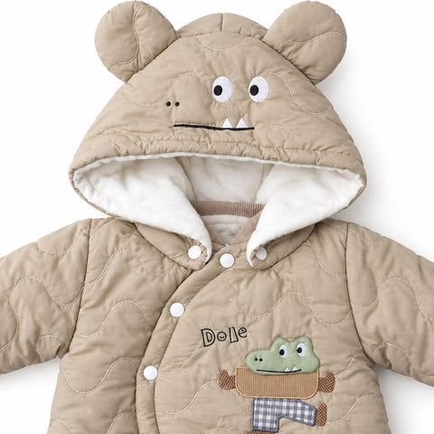 Beige Crocodile Patch Quilted jumper