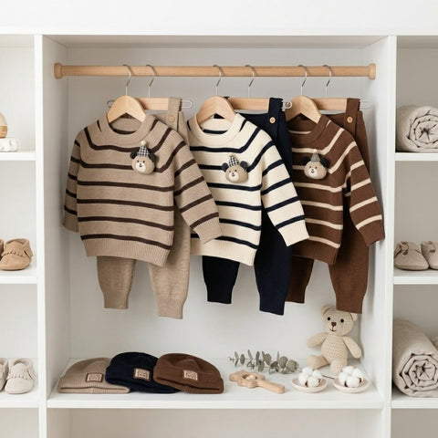 The Teddy Hug Striped Knit Set