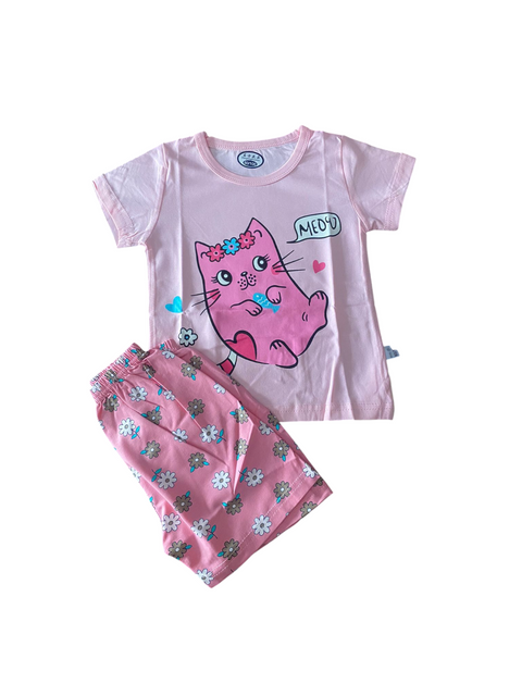 Cute pink kitty summer set
