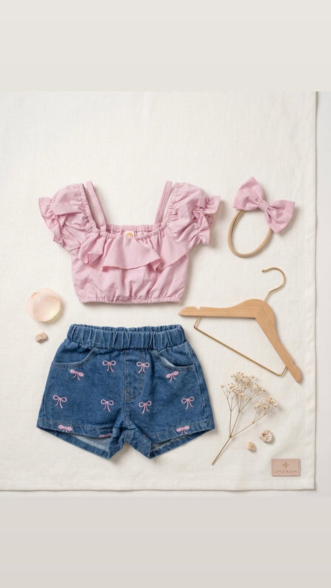 Pink bows dress set