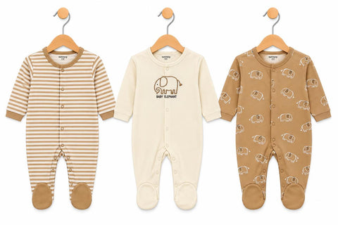 Elephant pack of three rompers