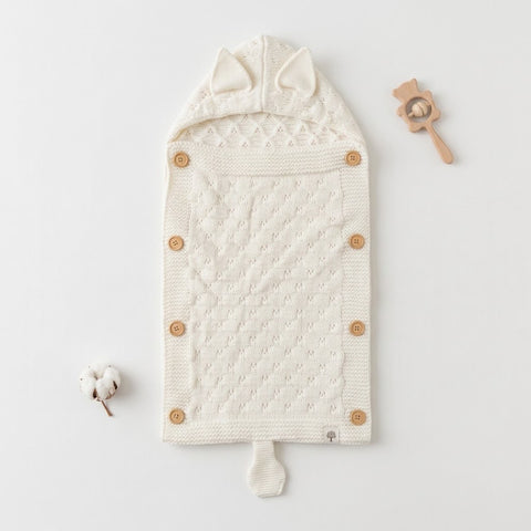 Little fox off white knit swaddle