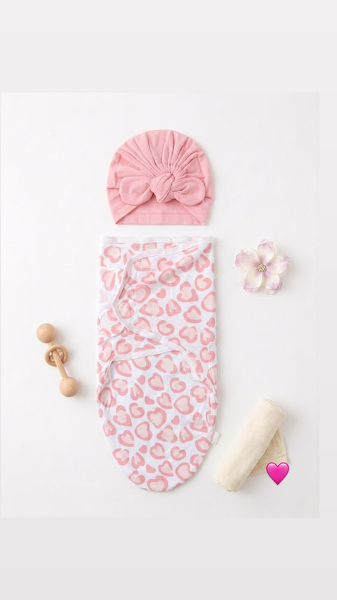 Pink loveberry swaddle set