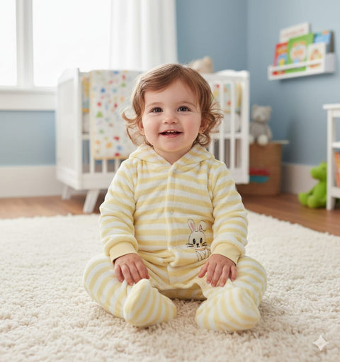 Yellow lining fleece romper
