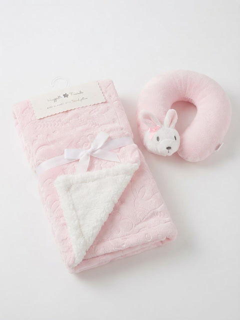 Blush bunny blanket set
