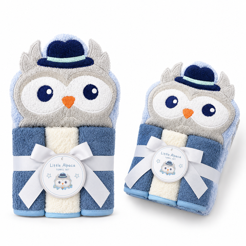 Baby owl towel set
