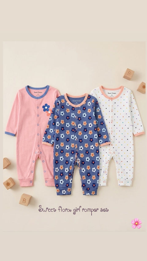 Sweet flora girl romper set