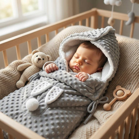 Grey Cute dotted swaddle wrap/ carrynest