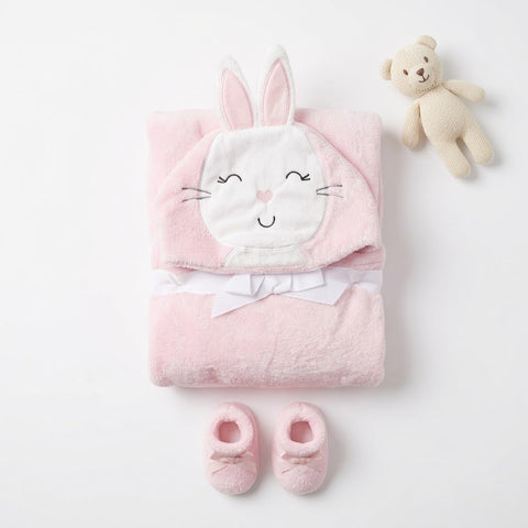 Pink bunny fleece blanket