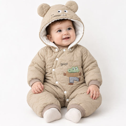 Beige Crocodile Patch Quilted jumper