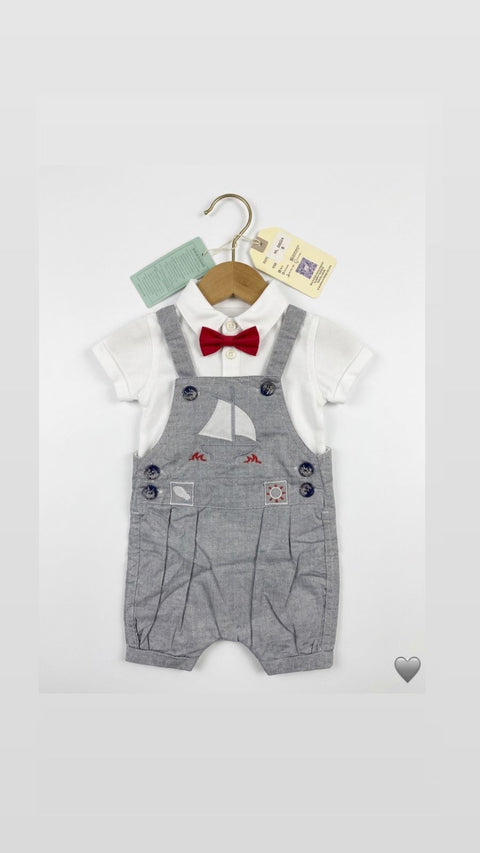 Grey sailor dungaree set