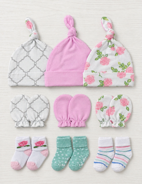 Flora baby caps-mittens and socks set