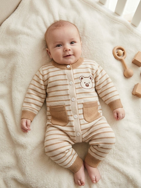 Wool knit brown lining romper