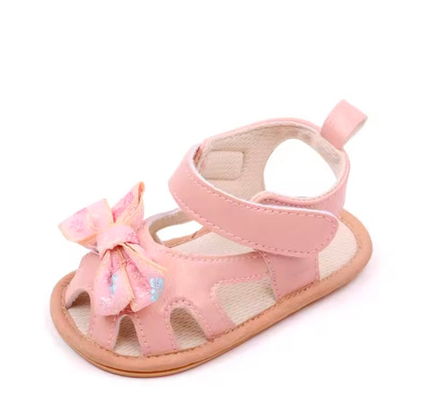 Embroidered bow sandals