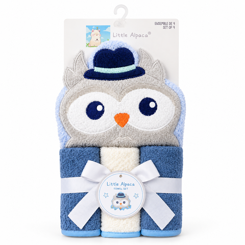 Baby owl towel set