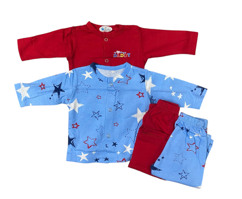 Red and blue night suit set