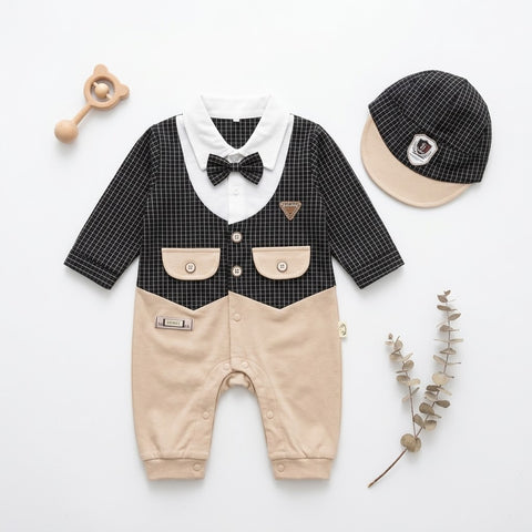 Little Gentleman  Tuxedo Romper set
